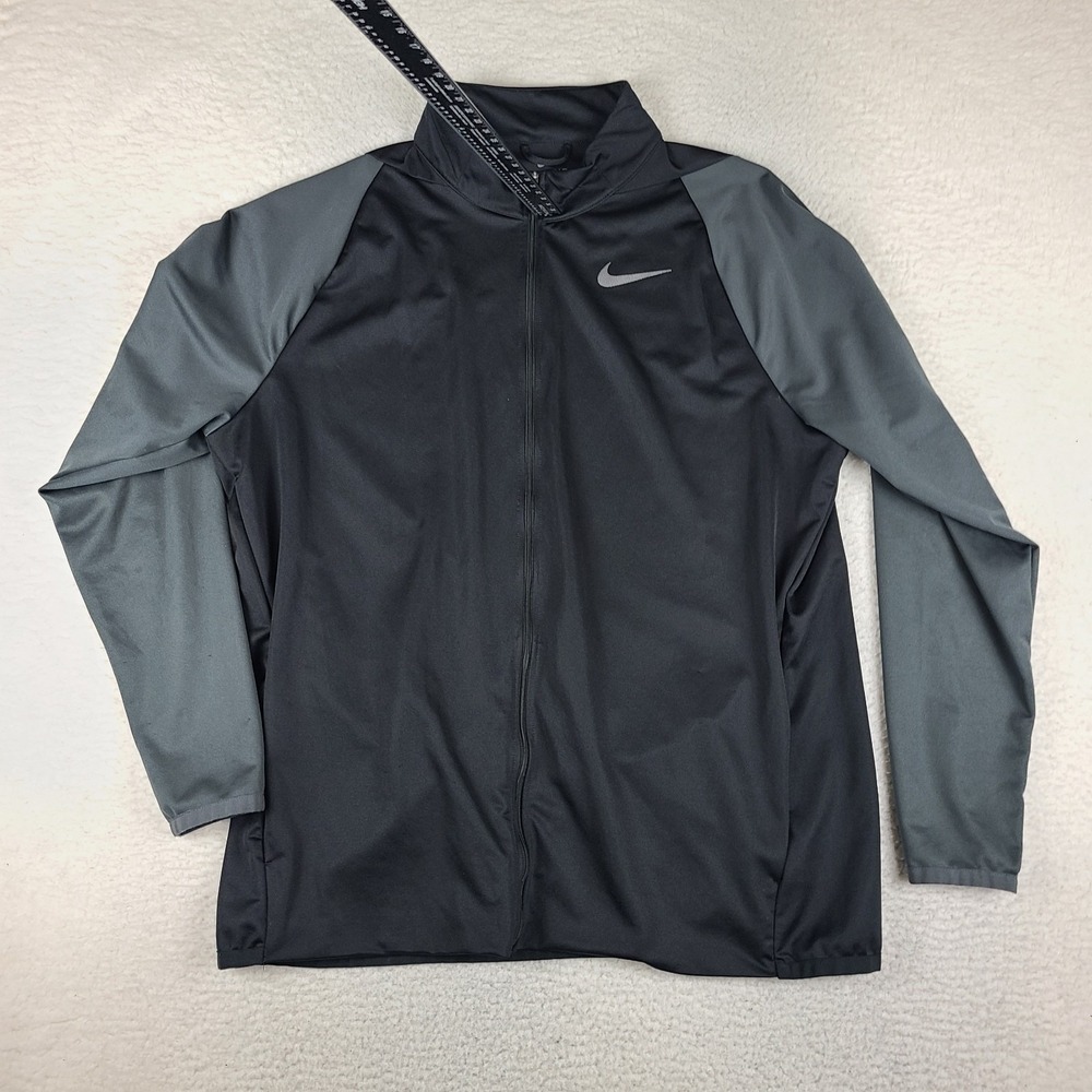 Nike Sweater Mens XXLT Black Gray Dri Fit Full Zip Epic Knit Training 928026
